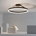 Solen Modern Black & White Circular Flush-Mount Ceiling Light