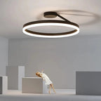 Solen Modern Black & White Circular Flush-Mount Ceiling Light