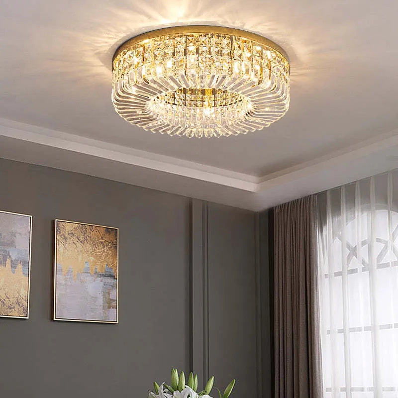 Kristy Luxury Crystal & Metal Flush-Mount Ceiling Light