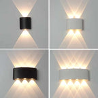 Tronix Modern Rectangular Metal Outdoor Wall Lamp, Black/White, Water-wave