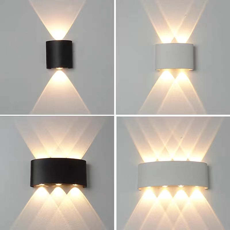 Tronix Modern Rectangular Metal Outdoor Wall Lamp, Black/White, Water-wave