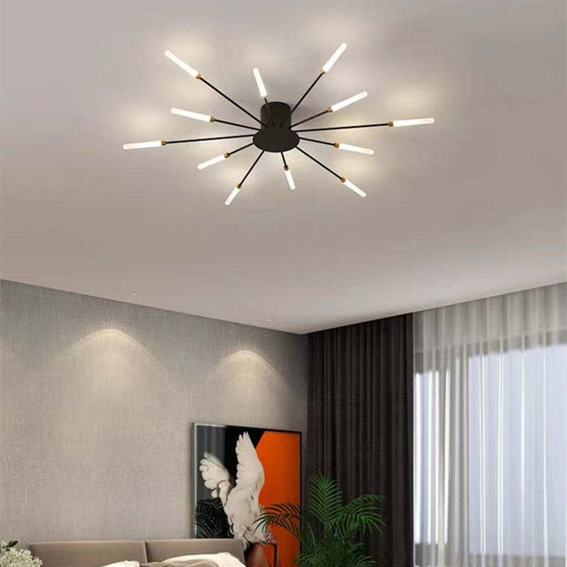 Wesley Fireworks Flush-Mount Ceiling Light in Black/Gold
