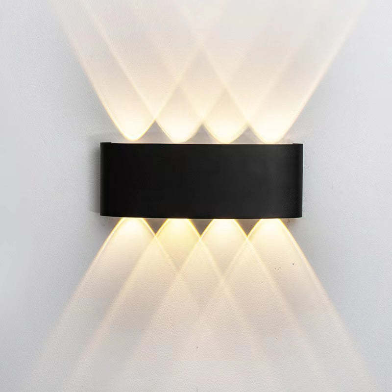 Tronix Modern Rectangular Metal Outdoor Wall Lamp, Black/White, Water-wave