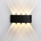 Tronix Modern Rectangular Metal Outdoor Wall Lamp, Black/White, Water-wave