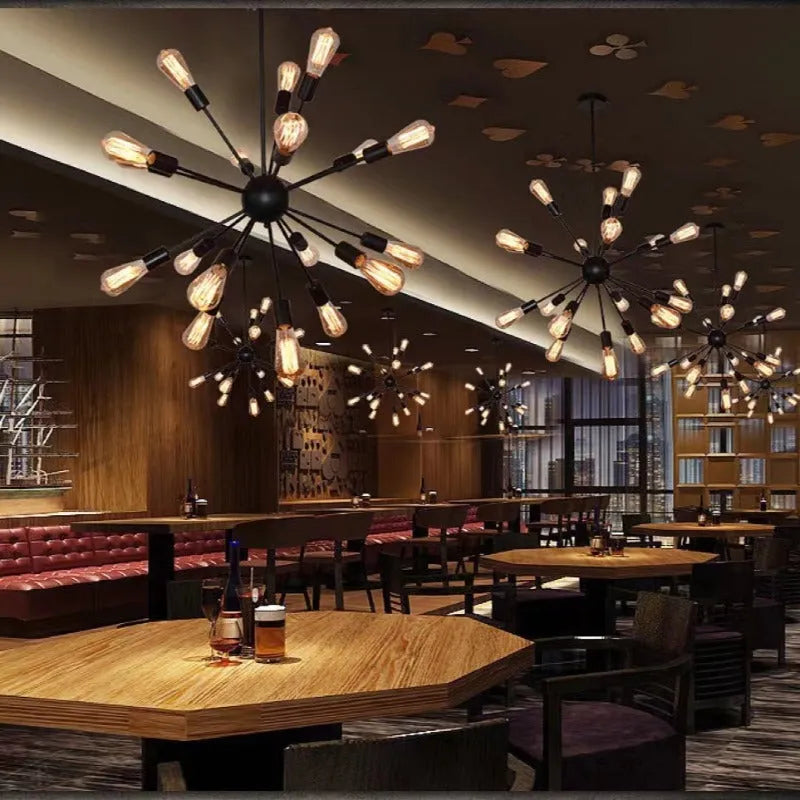 Austin Industrial Black Metal Chandelier for Dining Rooms and Restaurants