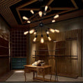 Austin Industrial Black Metal Chandelier for Dining Rooms and Restaurants