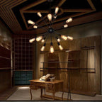 Austin Industrial Black Metal Chandelier for Dining Rooms and Restaurants