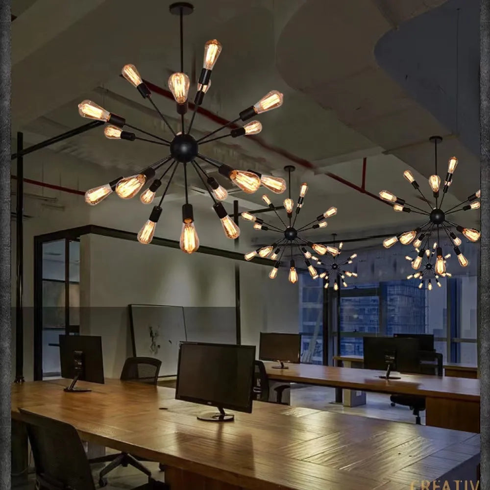 Austin Industrial Black Metal Chandelier for Dining Rooms and Restaurants