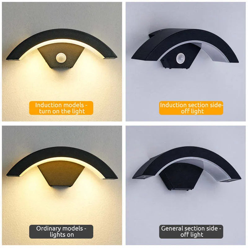 Elvon Nordic Arc Waterproof Outdoor LED Wall Lamp - Black