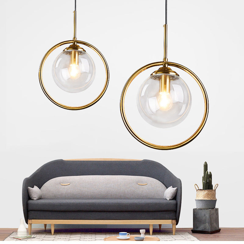 Zoey Metal-Ring Glass Pendant Light