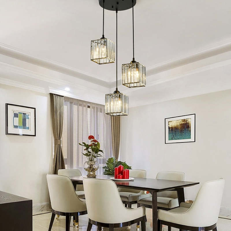 Vina Modern Clustered Cylinder Glass Pendant Light in Black and Gold