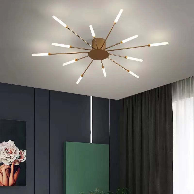 Wesley Fireworks Flush-Mount Ceiling Light in Black/Gold
