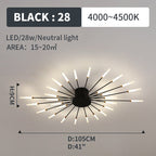 Wesley Fireworks Flush-Mount Ceiling Light in Black/Gold