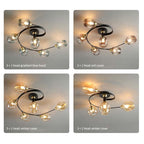 Valentina Black/Gold Glass Flush-Mount Ceiling Light for Dining Room