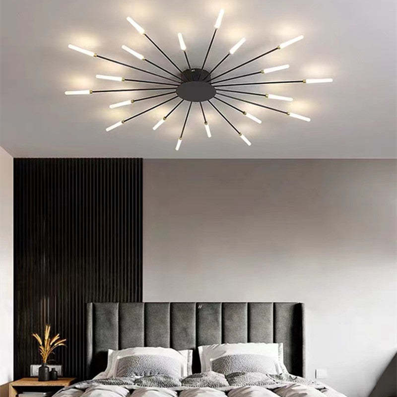 Wesley Fireworks Flush-Mount Ceiling Light in Black/Gold