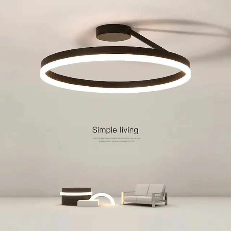 Solen Modern Black & White Circular Flush-Mount Ceiling Light
