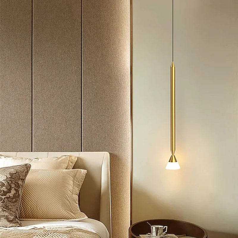 Auri Linear Metal Pendant Light Bedside, Black & Gold