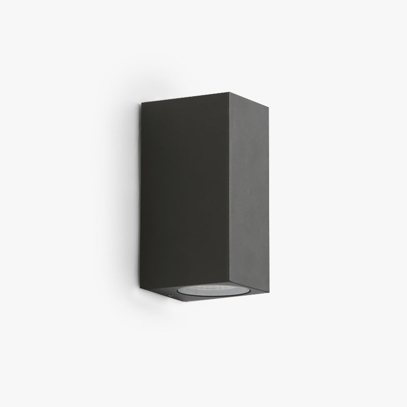 Tavon Minimalist Square Outdoor Wall Lamp in Black Metal