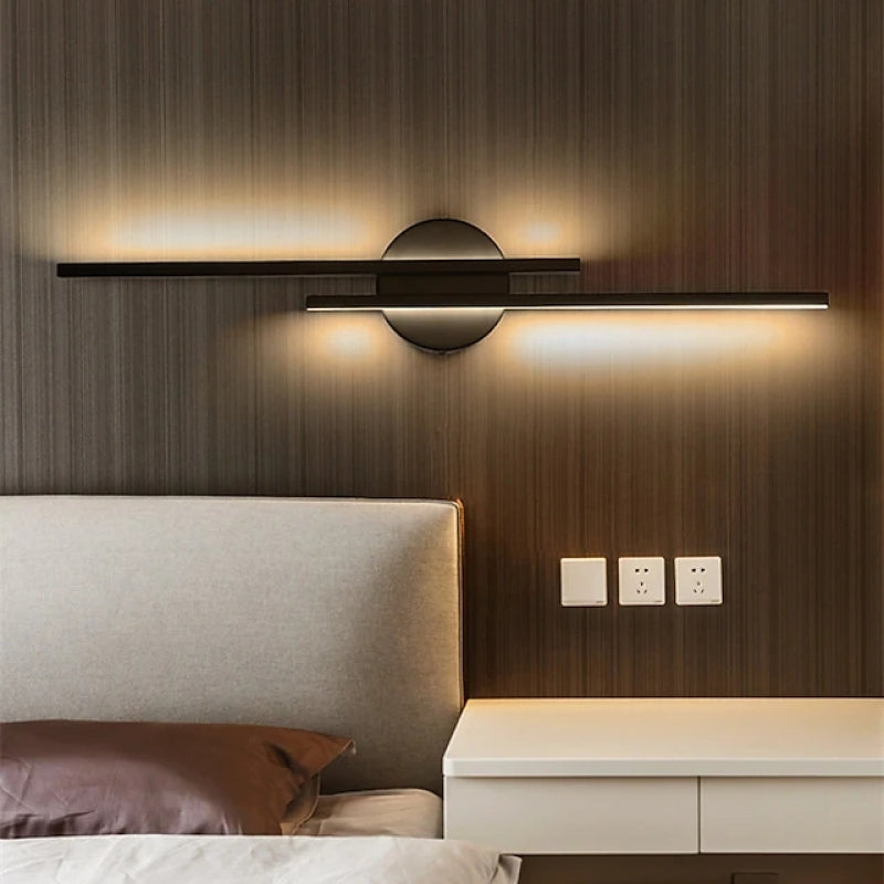 Elgo Modern Nordic LED Metal Wall Sconce, Disc or Linear Design, Black or White Finish