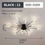 Wesley Fireworks Flush-Mount Ceiling Light in Black/Gold