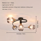 Valentina Black/Gold Glass Flush-Mount Ceiling Light for Dining Room