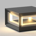 Ray Contemporary Black Metal LED Cube Outdoor Lamps