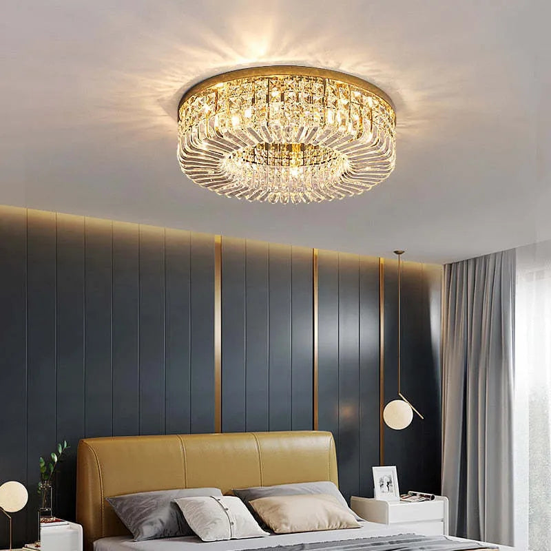 Kristy Luxury Crystal & Metal Flush-Mount Ceiling Light
