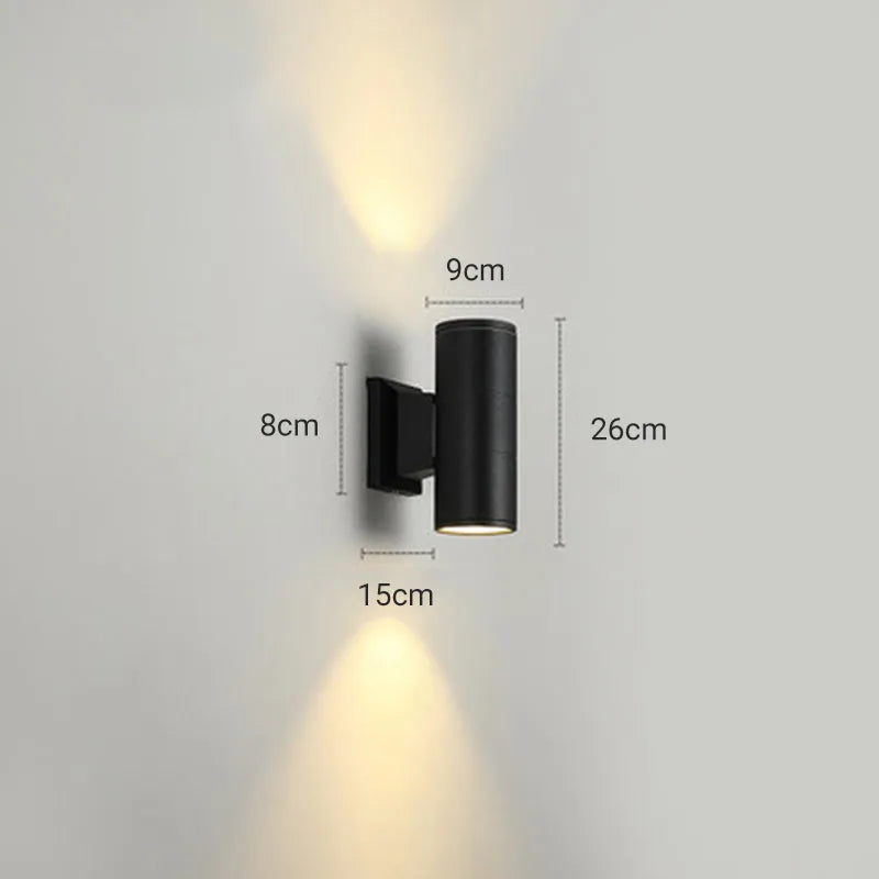 Kren Minimalist Black Metal Dual-Head Outdoor Wall Light