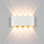 Tronix Modern Rectangular Metal Outdoor Wall Lamp, Black/White, Water-wave