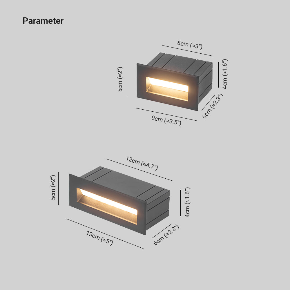 Ray Modern Rectangular Metal Outdoor Step/Deck Light - Black
