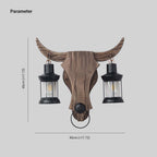Austin Vintage Bull‑Shaped 2‑Light Wall Sconce, Wood & Metal Bedroom Lamp