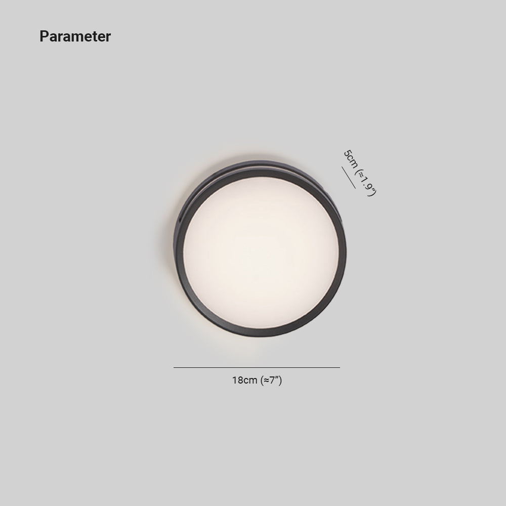 Ray Modern Round Metal Outdoor Waterproof Wall Lamp - Black