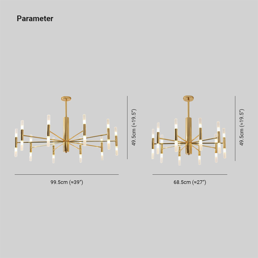 Kristy Modern Cylindrical Metal Chandelier in Gold