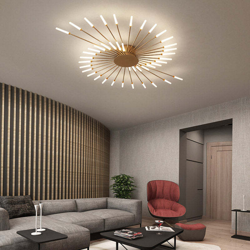 Wesley Fireworks Flush-Mount Ceiling Light in Black/Gold