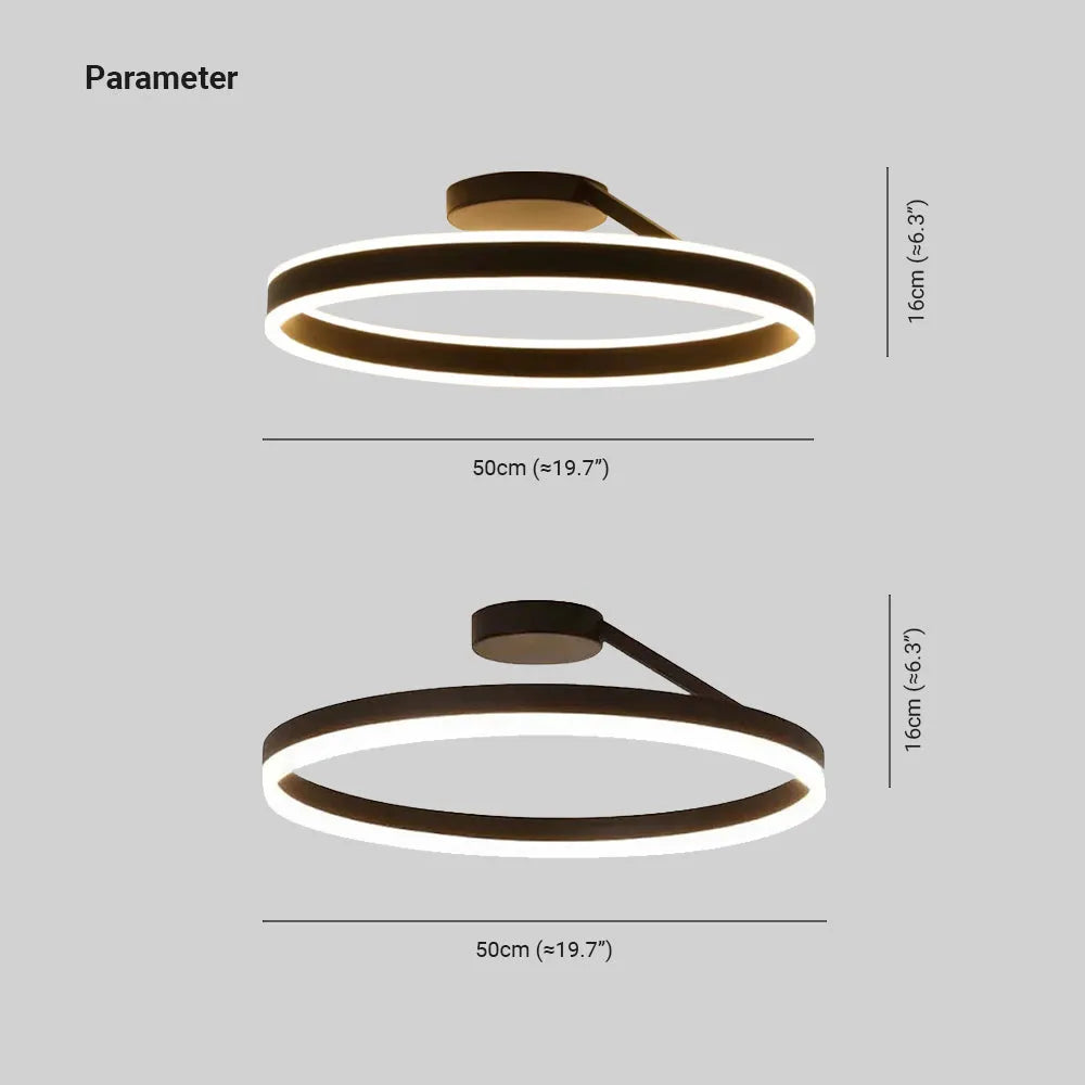 Solen Modern Black & White Circular Flush-Mount Ceiling Light