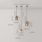 Hessa Contemporary Gold Glass Pendant Light with Globe or Cylinder Shade