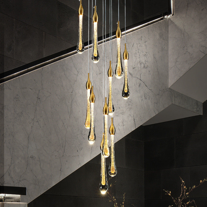 Valentina Gold Modern Teardrop Crystal Chandelier