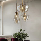 June Diamond-Shaped Glass Pendant Light, Clear/Amber