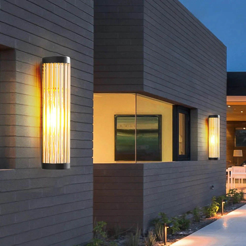Yoru Modern Black Semi-Cylindrical Outdoor Wall Lamp, Metal & Glass