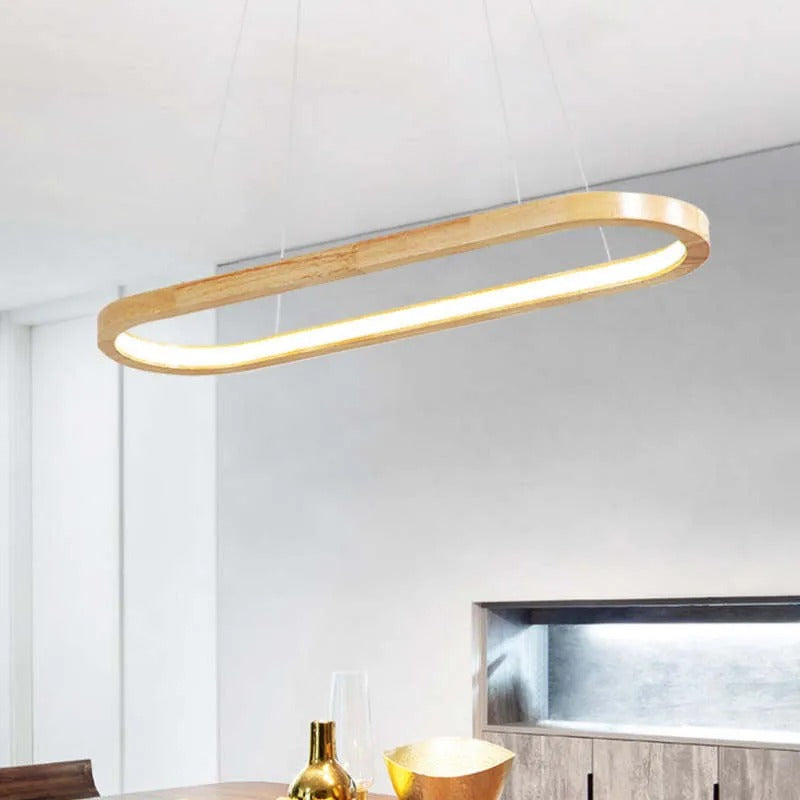Veon Modern Oval Wood Pendant Light