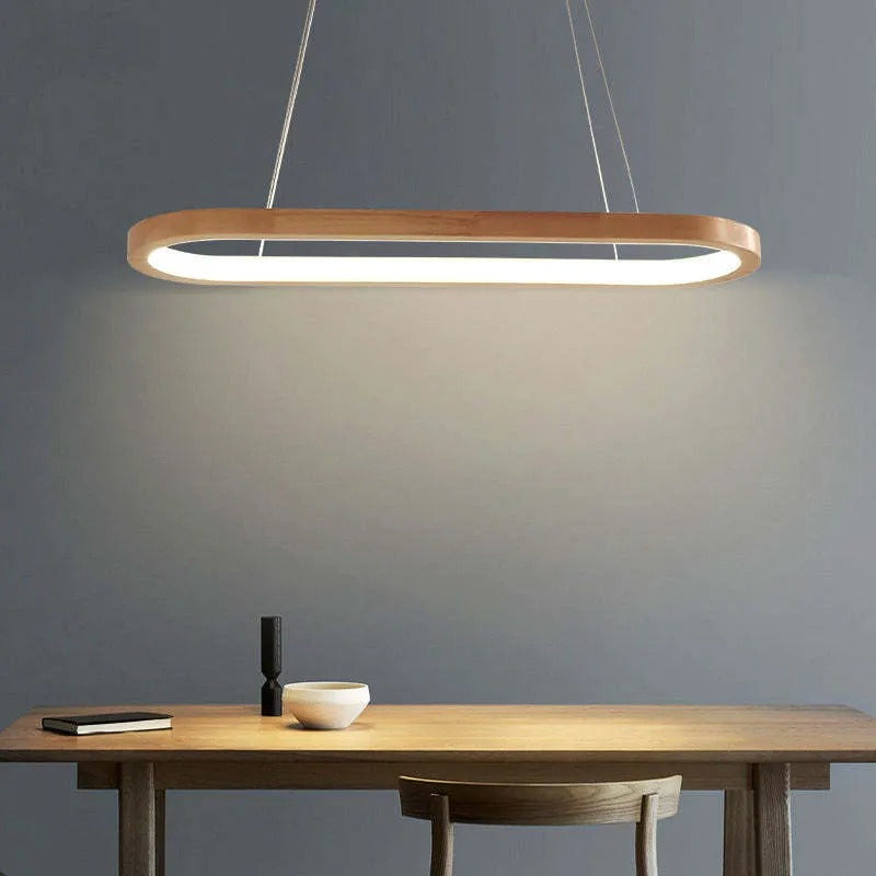 Veon Modern Oval Wood Pendant Light