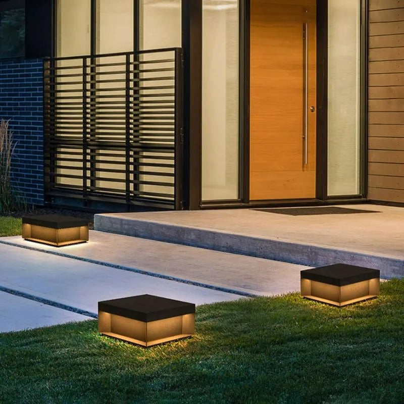 Elow Solar-Powered Modern Square Outdoor Post Lamps