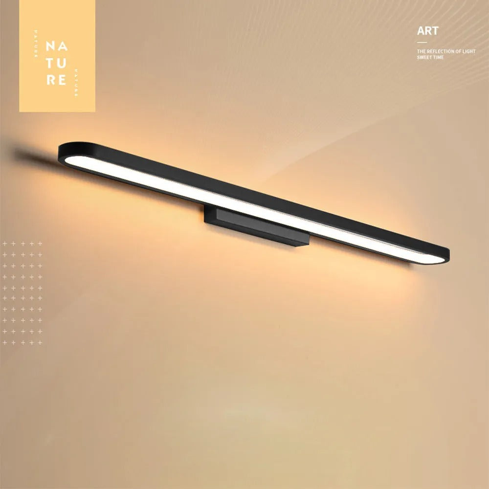 Luxa Modern Curved Metal Mirror-Front Wall Lamp, Black/Coffee Finish