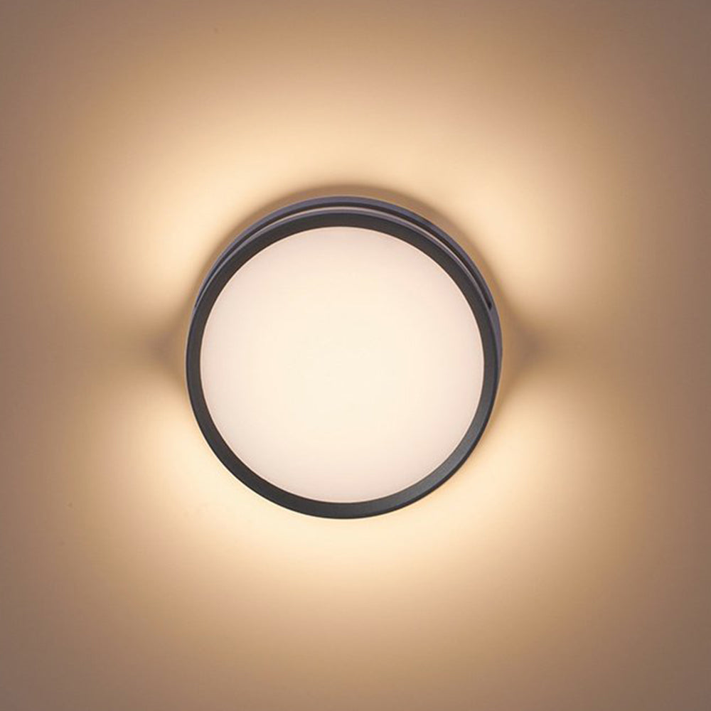 Ray Modern Round Metal Outdoor Waterproof Wall Lamp - Black