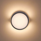 Ray Modern Round Metal Outdoor Waterproof Wall Lamp - Black