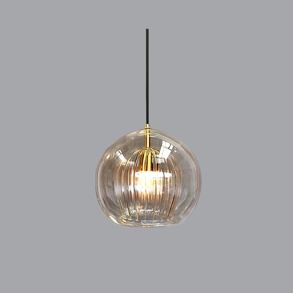Juni Glas Globe Pendelleuchte Klar & Bernstein