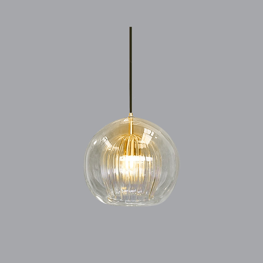Juni Glas Globe Pendelleuchte Klar & Bernstein