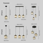 Vina Modern Clustered Cylinder Glass Pendant Light in Black and Gold