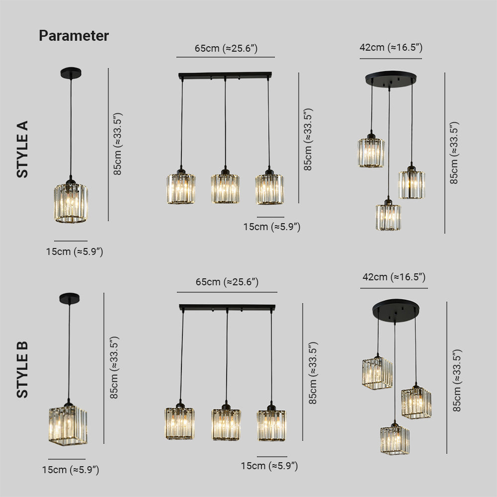 Vina Modern Clustered Cylinder Glass Pendant Light in Black and Gold